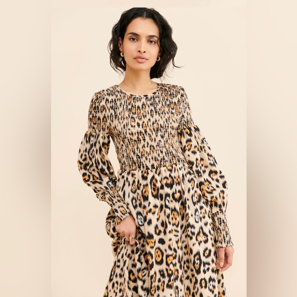 English Factory Animal Print Long Sleeve Dress